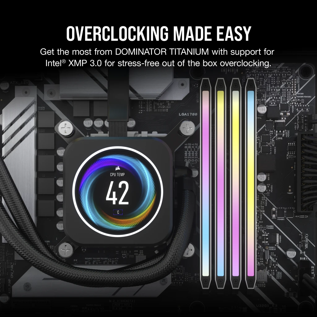 Intel Corsair DOMINATOR TITANIUM RGB 32GB (2x16GB) DDR5 DRAM 7200MT/s CL34 Intel XMP Memory Kit, White | CMP32GX5M2X7200C34W - thumbnail 5