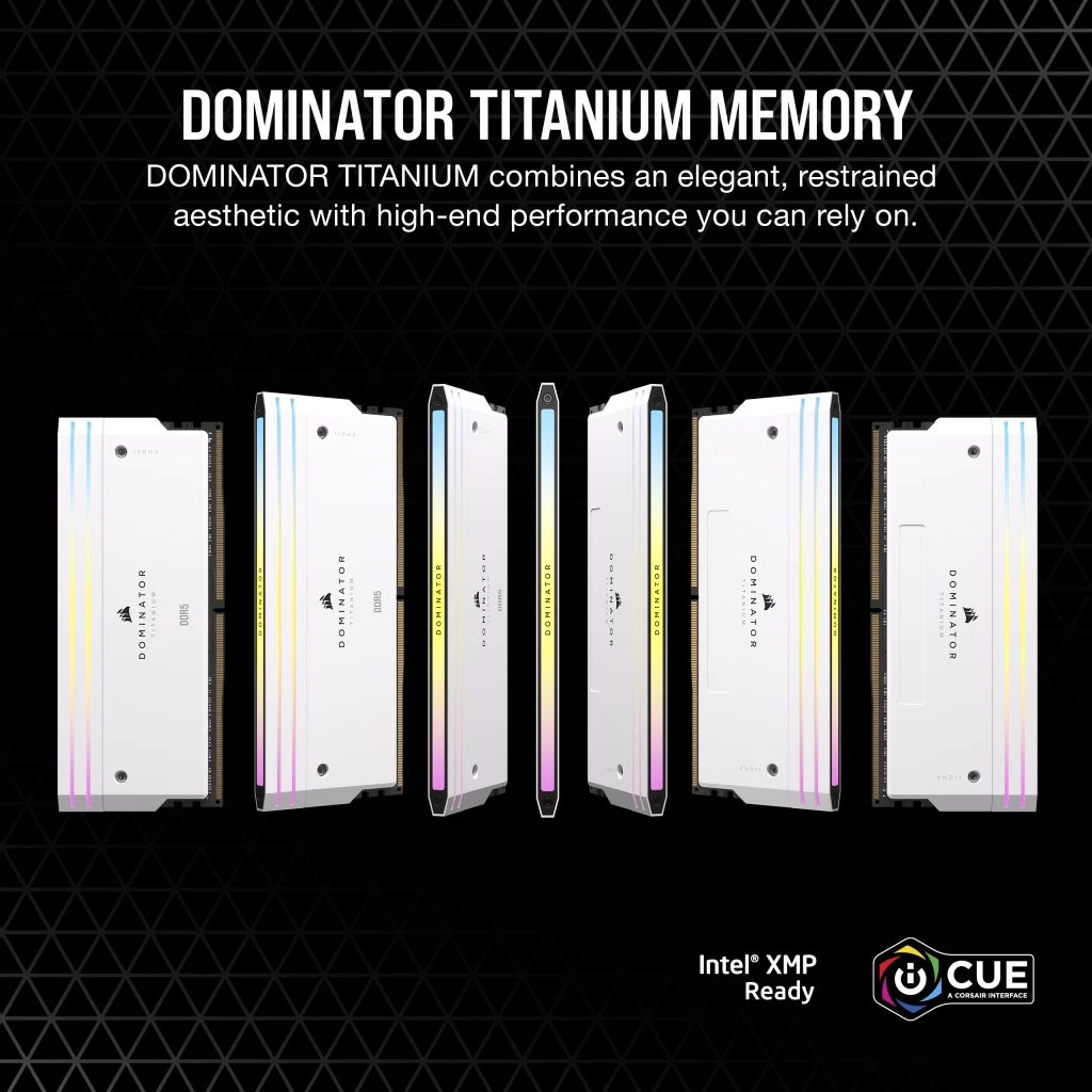Intel Corsair DOMINATOR TITANIUM RGB 32GB (2x16GB) DDR5 DRAM 7200MT/s CL34 Intel XMP Memory Kit, White | CMP32GX5M2X7200C34W - thumbnail 2