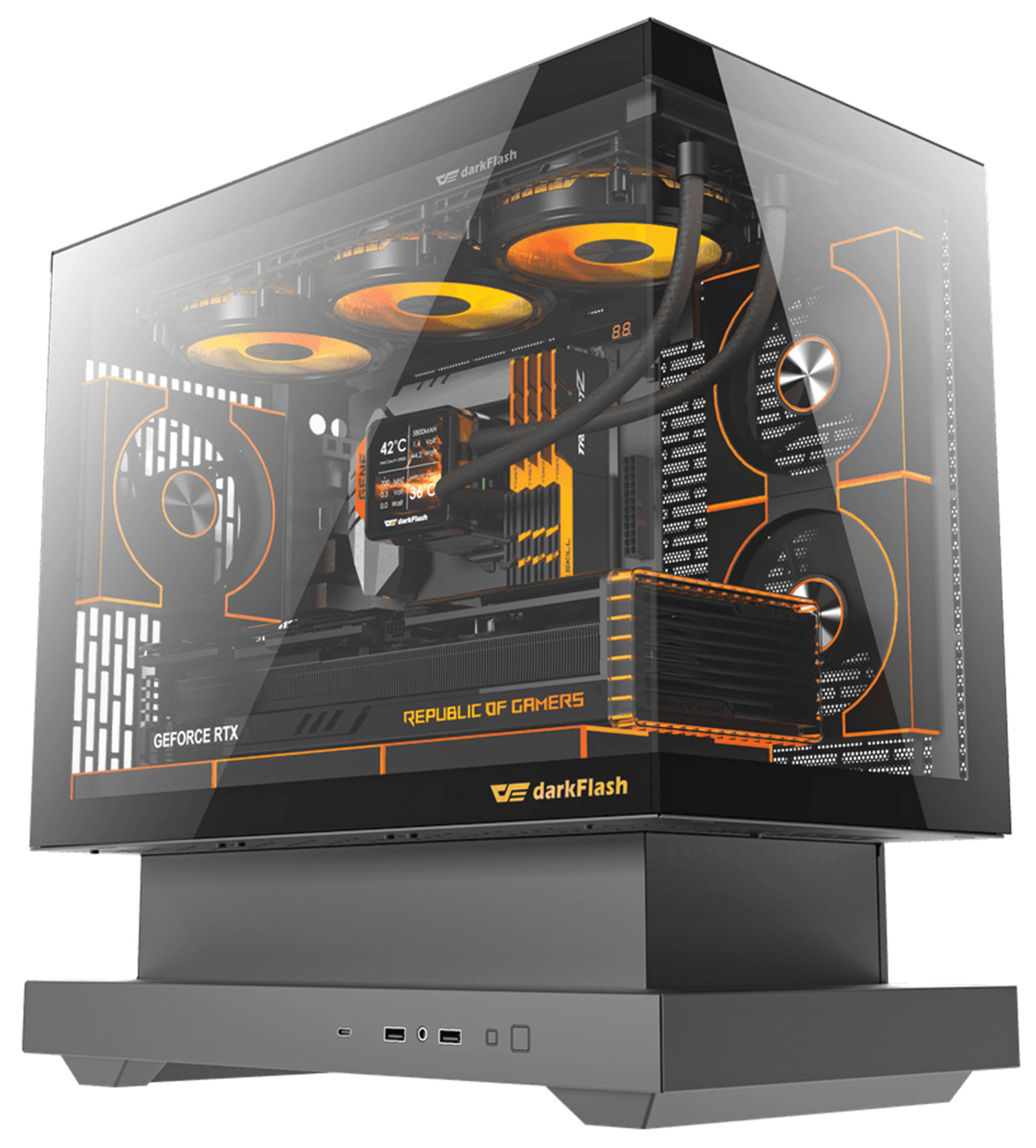 darkFlash Floatron F1 Black Gaming Case, 6 ARGB Fans Included, Panoramic Tempered Glass, M-ATX ITX Support, High Airflow Mini Tower | F1-BLACK+DM8 LINE*6 – Buy Online