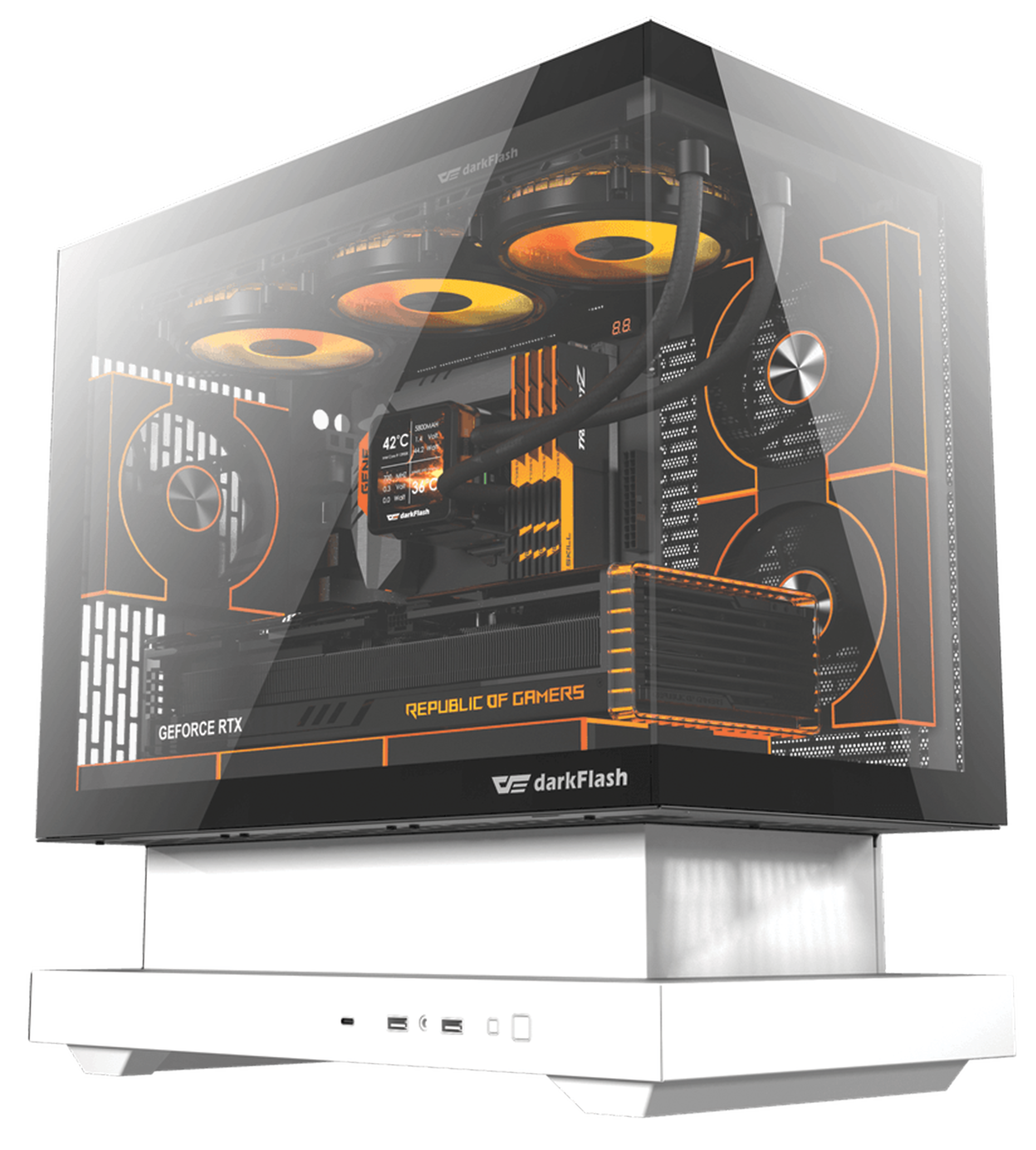 darkFlash Floatron F1 Black & White Gaming Case, 6 ARGB Fans Included, Panoramic Tempered Glass, M-ATX ITX Support, High Airflow Mini Tower | F1-B&W COMBO+DM8 LINE*6 – Buy Online