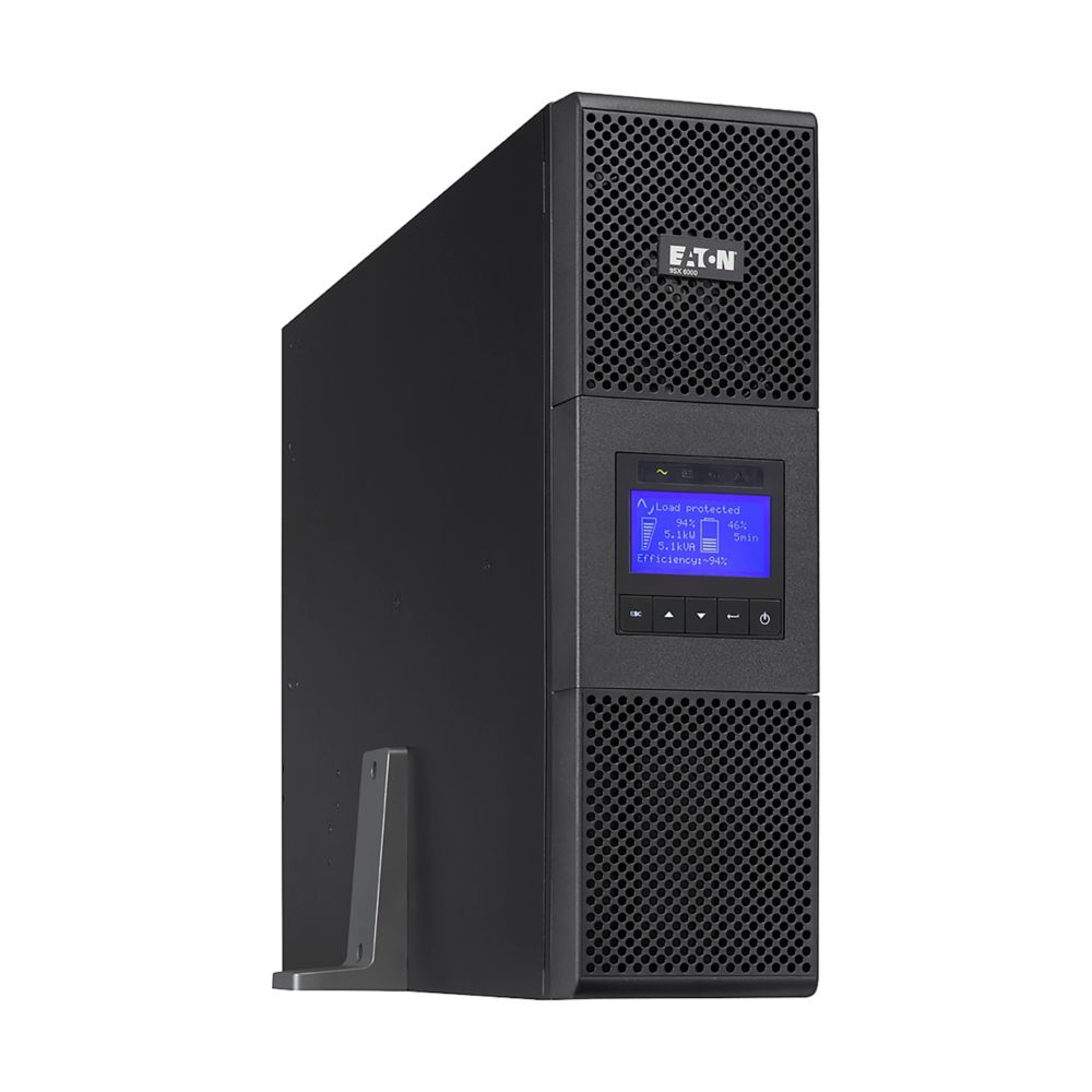 Eaton 9SX 6000i RT3U 6000 VA 5400 W 11 AC Outlet(S), Eaton 9SX UPS, 6000 VA, 5400 W, Input: Hardwired, Outputs: (8) C13, (2) C19, Hardwired, Rack/tower, 3U | 9SX6KIRT – Buy Online