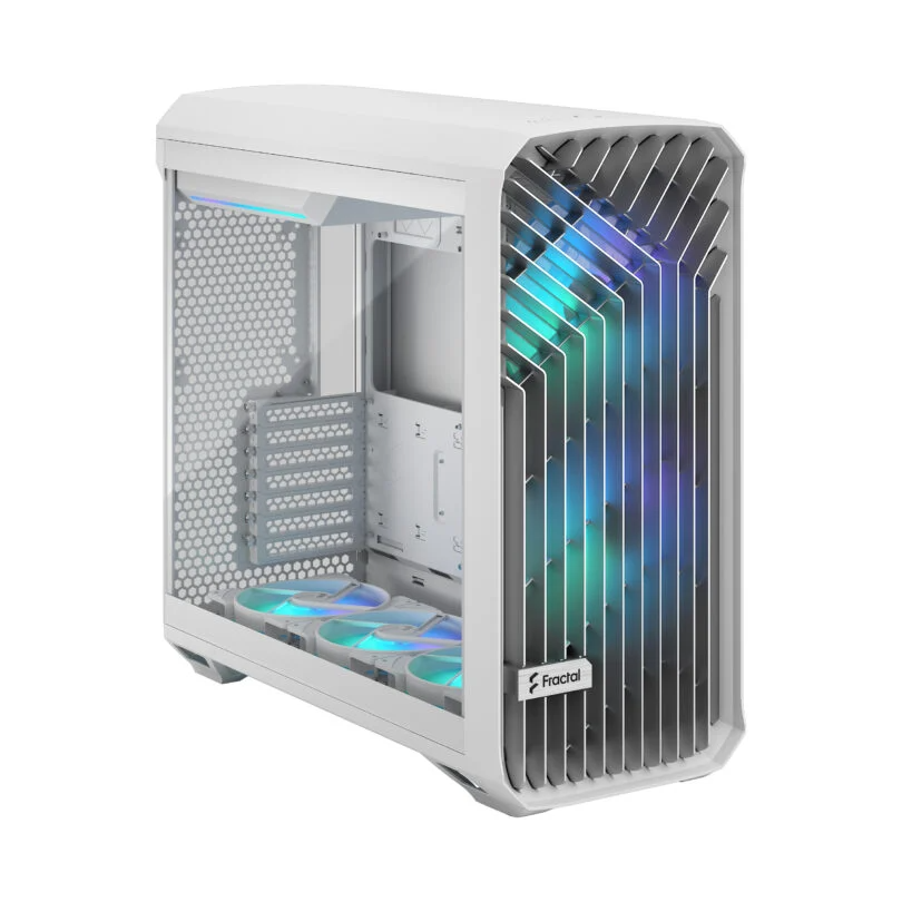 Fractal Design Torrent Full Tower Case, 2x 180 RGB PWM & 3x140 Mm Fans, Motherboard Supports Upto E-ATX, PSU Supports Upto ATX , GPU Max Length 461 Mm, 6x Drive Mounts, 7x Expansion Slots, Fixed Cable Straps, White RGB TG Clear | FD-C-TOR1A-07 – Buy Online