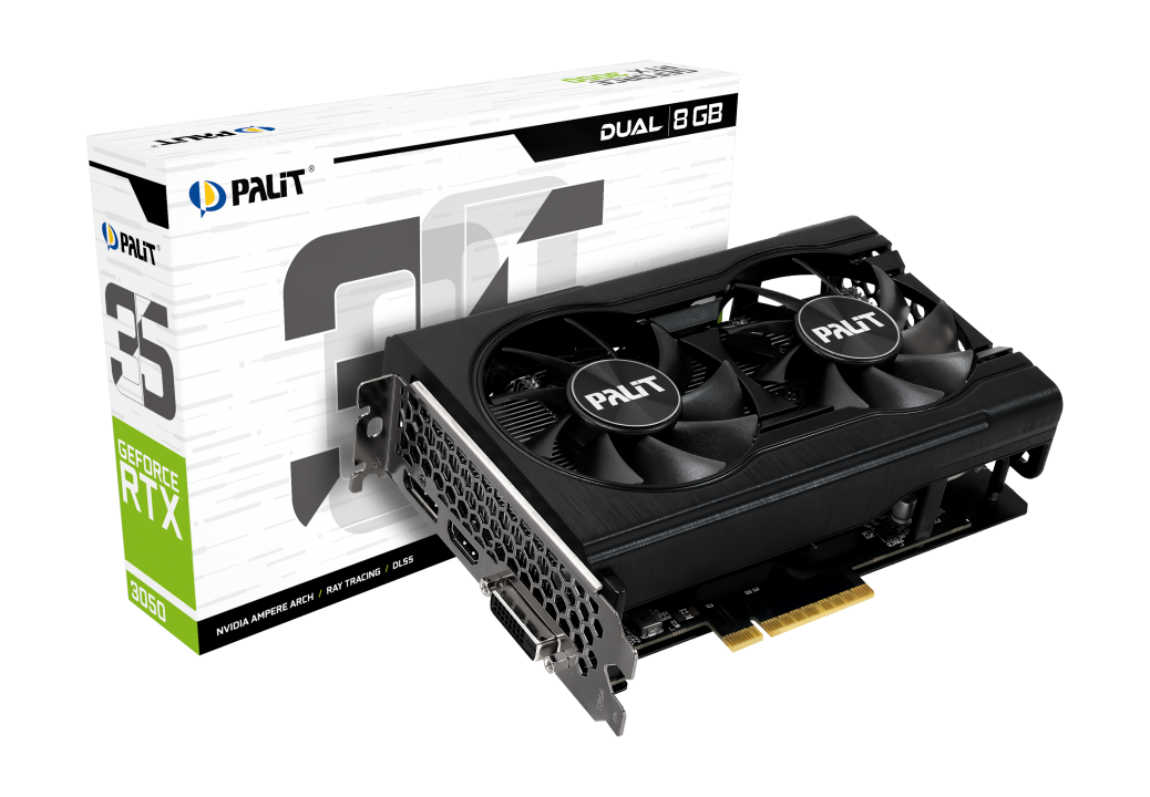 Palit NVIDIA GeForce RTX 3050 Dual 8 GB GDDR6 Graphics Card, 128 bit 14 ...