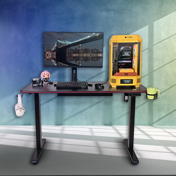Thermaltake Thermaltake GT120 RGB Height Adjustable Office & Gaming Desk, High-quality Mouse Pad, Anti-collision Safety Sensor, Cup Holder, Headset Hanger, Cable Management System  | GGD-GTM-BKEIRX-01 - thumbnail 6