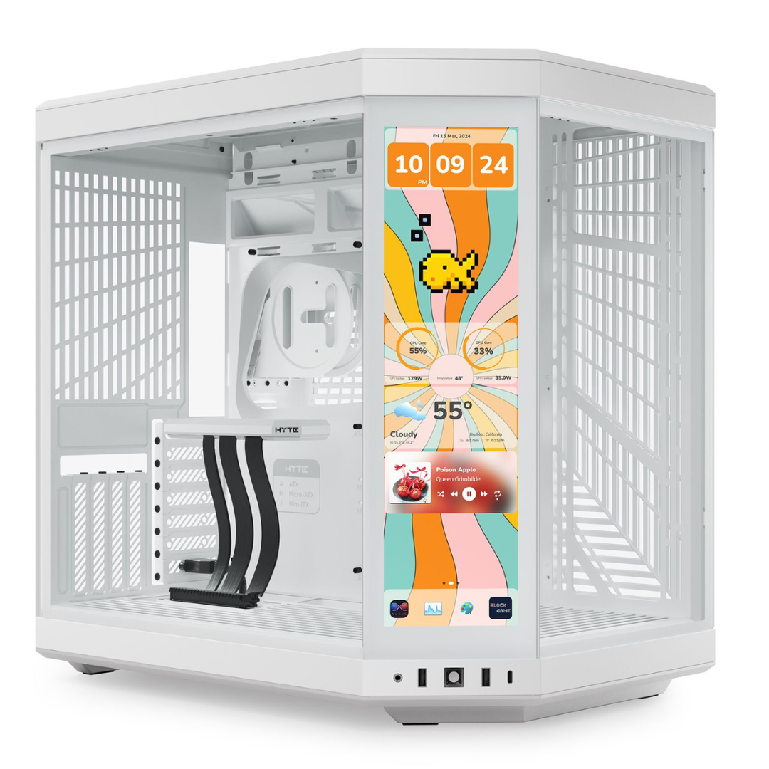 HYTE Y70 Touch Infinite Dual Chamber ATX Mid Tower Modern Aesthetic Case with Integrated 2.5K LCD Touchscreen - Snow White | CS-HYTE-Y70TI-WW – Buy Online
