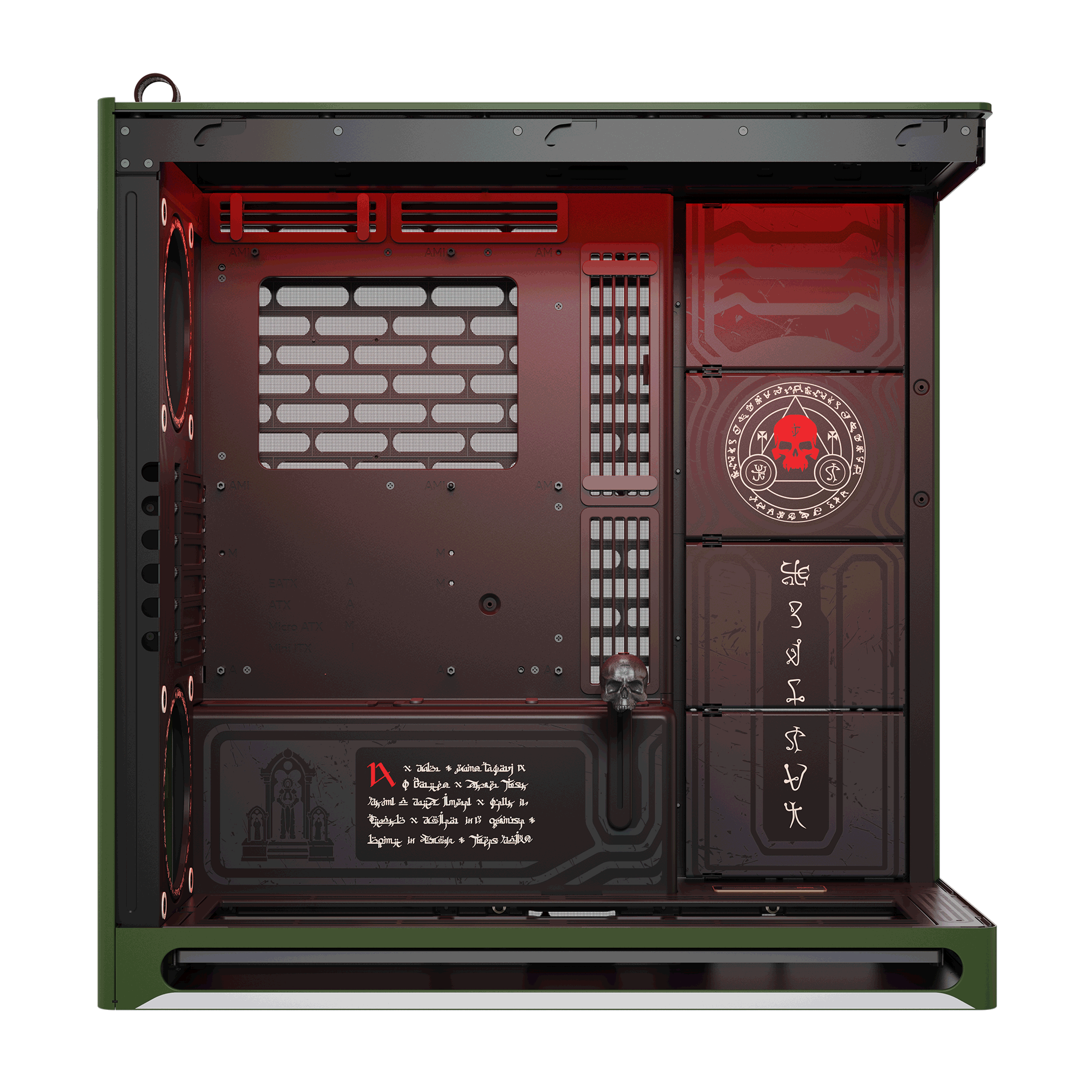 HAVN HAVN HS 420 DOOM: The Dark Ages Limited Edition Mid-tower PC Case, Dual Chamber Hybrid Structure, 420mm AIO Support, Exclusive Slayer Art & Magnetic Skull, RGB Light Strip - thumbnail 6