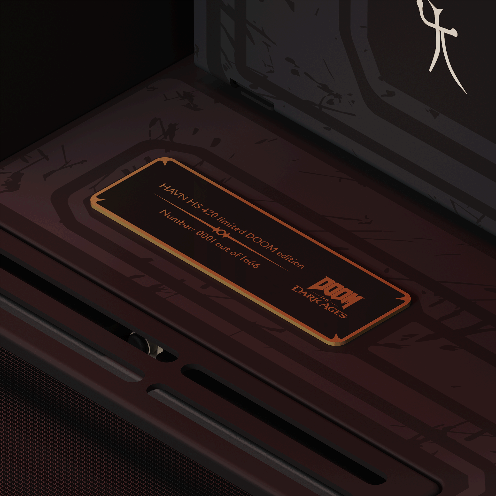 HAVN HAVN HS 420 DOOM: The Dark Ages Limited Edition Mid-tower PC Case, Dual Chamber Hybrid Structure, 420mm AIO Support, Exclusive Slayer Art & Magnetic Skull, RGB Light Strip - thumbnail 14