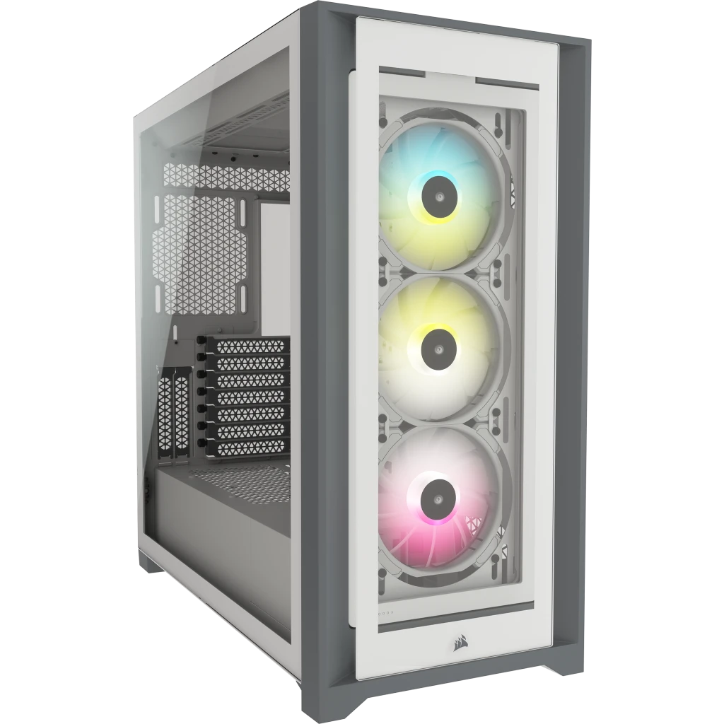 Corsair iCUE 5000X RGB Tempered Glass Mid-Tower ATX PC Smart Case, Motherboard Support Upto E-ATX, Fits up to 10x 120mm, 6x Drive Bays, 9x Expansion Slots, White |  CC-9011213-WW – Buy Online