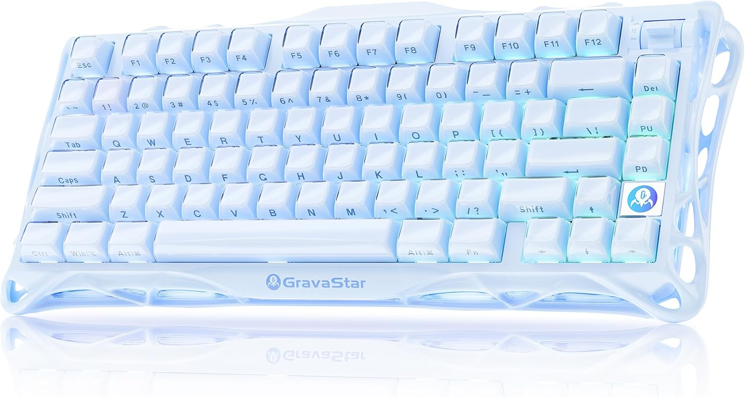 GravaStar Ice Blue Special Edition Gaming Set: Mercury M1 Pro Mouse & Mercury K1 Mechanical Keyboard, Ice Blue thumbnail 2