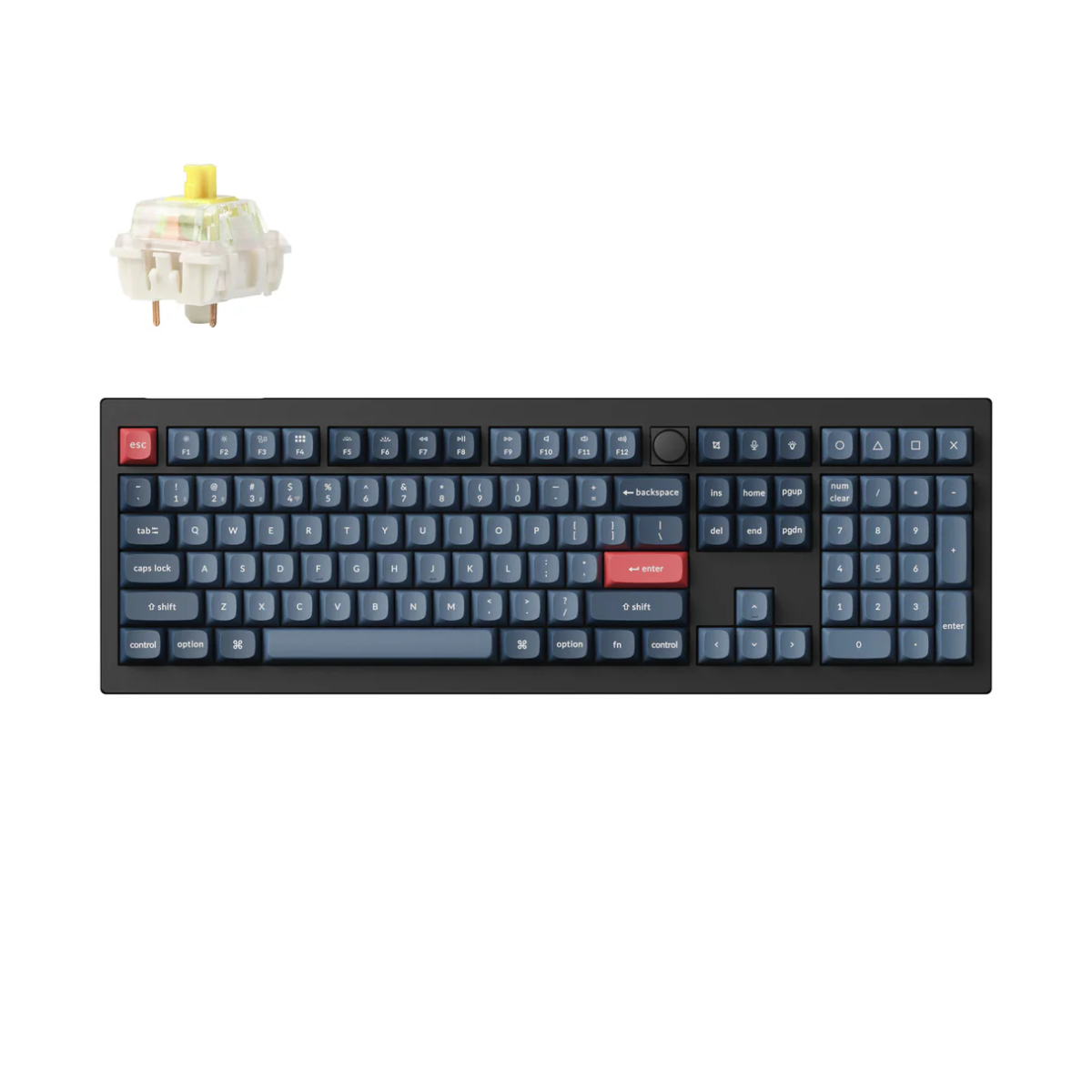 Keychron Keychron V6 Max QMK/VIA Wireless Mechanical Keyboard, 100% Full-Size, Tri-Mode Connectivity (2.4GHz, BT, Wired), Gateron Jupiter Red Key Switch, English-Arabic Layout, Black | V6M-D1-AR - thumbnail 2