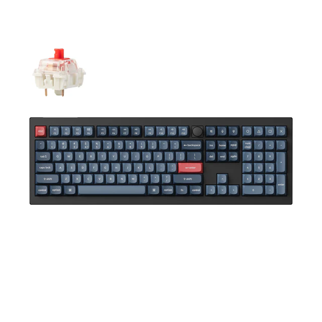 Keychron Keychron V6 Max QMK/VIA Wireless Mechanical Keyboard, 100% Full-Size, Tri-Mode Connectivity (2.4GHz, BT, Wired), Gateron Jupiter Red Key Switch, English-Arabic Layout, Black | V6M-D1-AR - product view 1 of 3