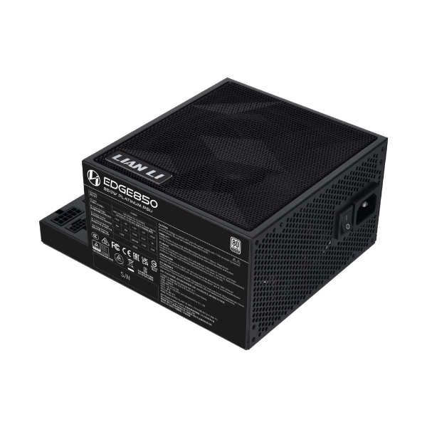 Lian Li EDGE 850 Fully Modular Power Supply, 850W, L-Shape Design, 80 Plus Platinum, 120mm FDB Fan, ATX 3.0 & 3.1 Compliant, PCIe 5.1 Support, Active PFC, Black | EG0850 – Buy Online