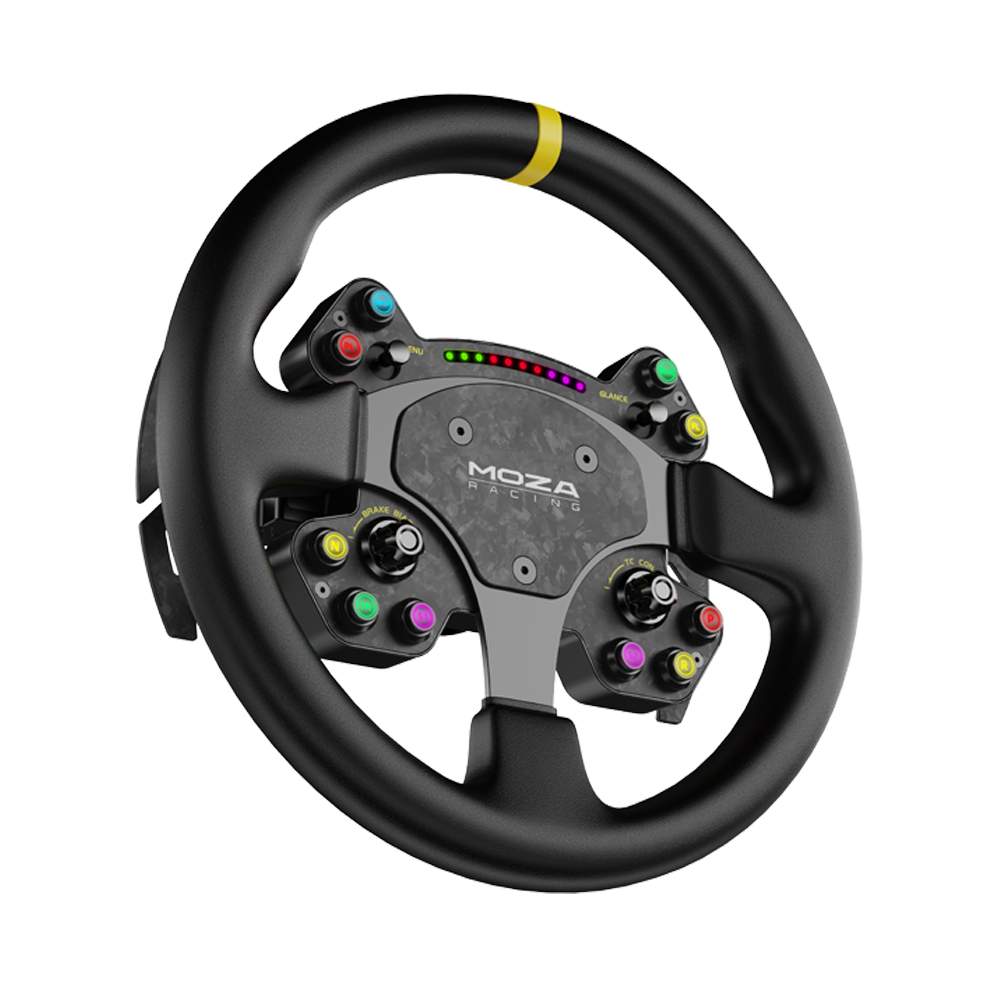 Moza Racing RS V2 Steering Wheel, 13-inch GT Style, Genuine Leather, Forged Carbon Fiber, Magnetic Shifters | RS V2 thumbnail 3