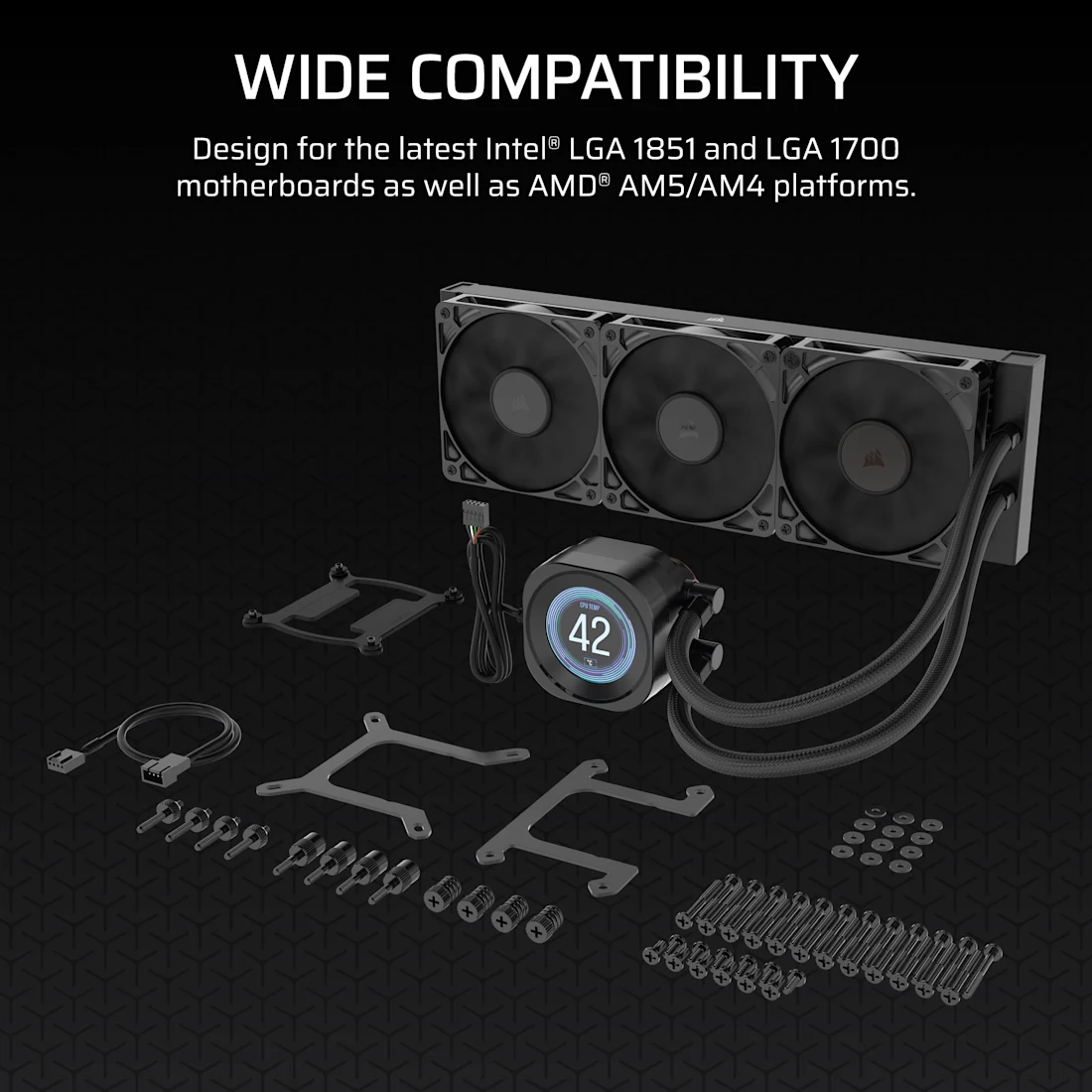 CORSAIR NAUTILUS 360 RS LCD Liquid Non RGB CPU Cooler, 2.1" IPS Display, 3x Non-RGB RS120 Fans, Intel LGA 1851/1700 & AMD AM5 | CW-9061033-WW thumbnail 4