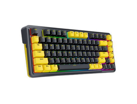 Redragon Elf K649Y-RGB 65% Mechanical Keyboard, Custom Gold-Melt Switch, Hot-Swappable Socket, Wired Connectivity, Detachable Type-C Cable, TPR Gasket Design, English Layout, Black/Yellow | K649Y-RGB – Buy Online