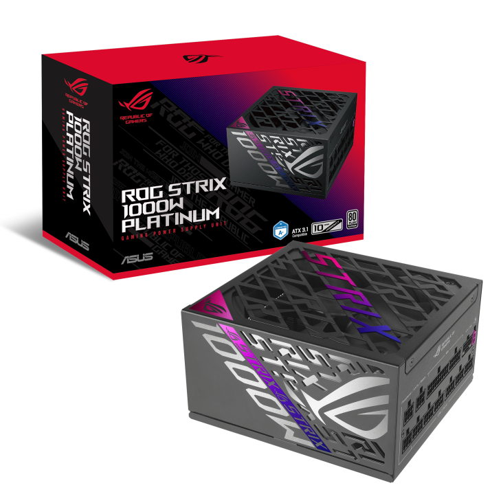 ASUS ROG STRIX 1000W Platinum ATX 3.1 Powersupply, PCIe 5.0, 80 PLUS platinum, GaN MOSFET, Large ROG heatsinks, Black | 90YE00W1-B0NA00 – Buy Online