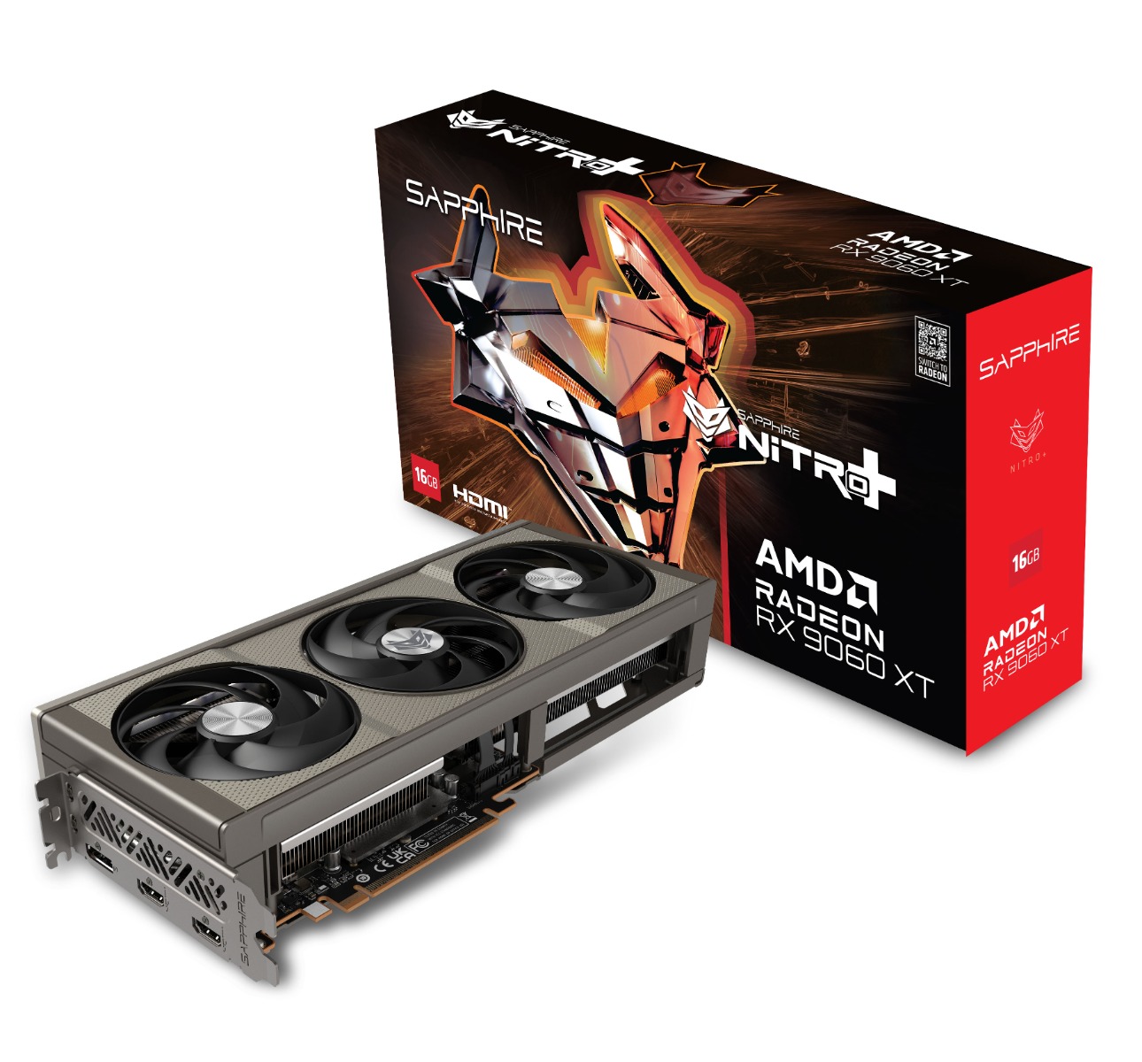 SAPPHIRE NITRO+ AMD Radeon RX 9060 XT Graphics Card (GPU), 16GB/128 bit GDDR6, Up to 3320 MHz, AMD RDNA 4 architecture, DisplayPort 2.1a | 11350-01-20G – Buy Online