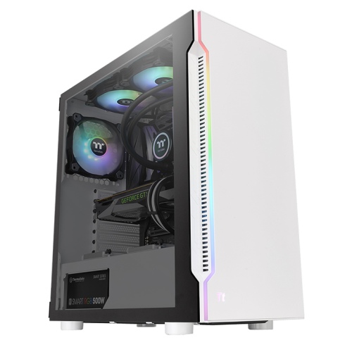 Thermaltake H200 TG RGB ATX Mid Tower Case, Clean, Simple, and Sleek Design,  454 x 210 x 416mm  (H X W X D) , USB 3.0 x 2, HD Audio x 1, RGB Button x 1, 7 Expansion Slots,  White | CA-1M3-00M6WN-00 – Buy Online