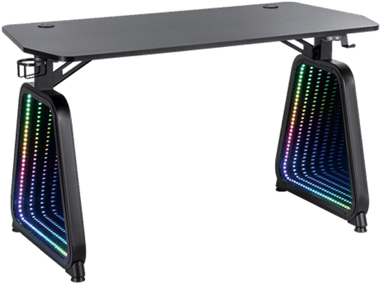 Twisted Minds Infinity Gaming Desk Mirror Legs, Under-Desk headphone & cup holders, 120x60x75 cm, built-in infinity LED lights | TM-GMD12-1D – Buy Online
