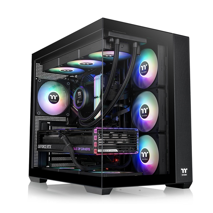 Thermaltake View 380 TG ARGB Mid Tower Computer Case, 4x Pre-Installed 120mm ARGB Lite Fans, Supports 360mm Radiator, 10x Fan Support, Black | CA-1Z2-00M1WN-00 – Buy Online