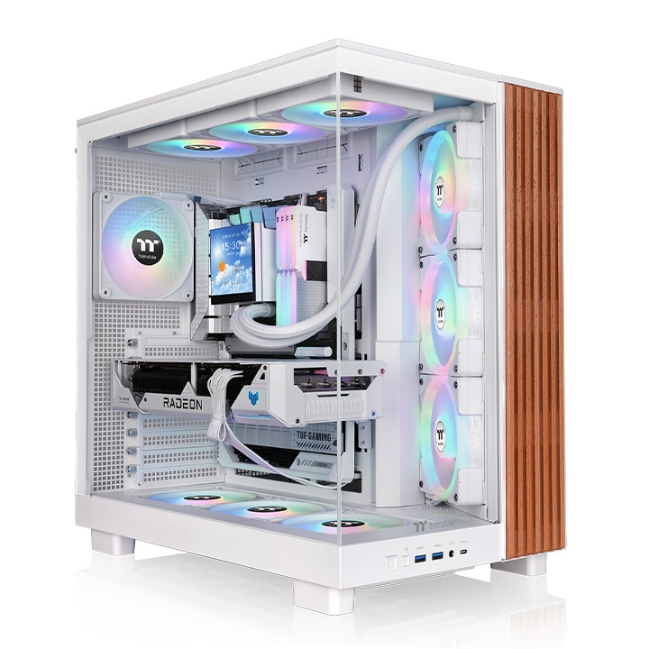Thermaltake View 380 XL WS ARGB Snow Mid-tower White ATX Case, Wood Edition, Dual-Chamber, Hidden-Connector Ready, 4x ARGB Lite Fans | CA-1Z2-00M6WN-WS – Buy Online