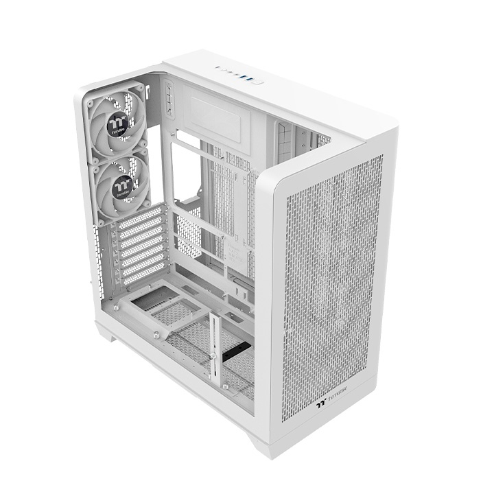 Thermaltake View 390 Air Snow White Mid Tower Case, Curved Tempered Glass, Supports Hidden-Connector Motherboards, Rotatable PCIe Slots, Dual 360mm AIO Support | CA-11F-00M6WN-00 thumbnail 6