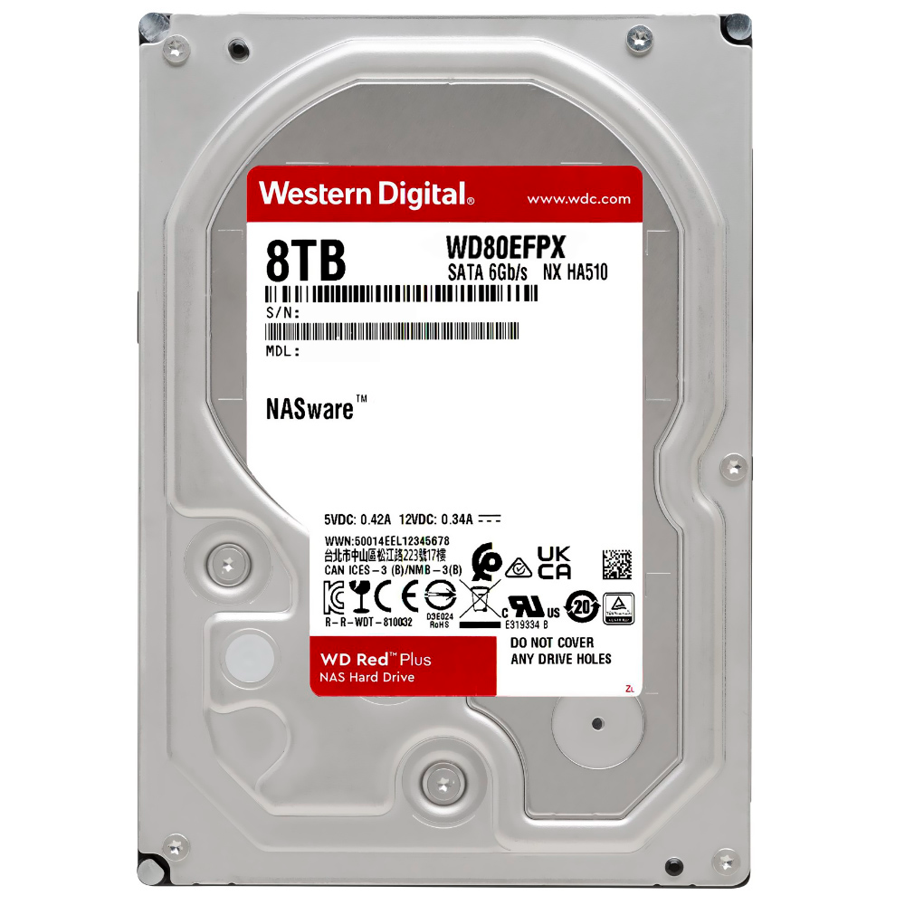 WD Red Plus 8TB NAS HDD - 5640 RPM 256MB Cache WD80EFPX