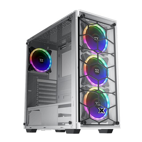 XIGMATEK Venom X Arctic Tempered Glass Mid Tower Case, 2x Front Panel and Tempered Galss, 6x Fan Supports, Motherboard supports upto EATX, White | EN47581 – Buy Online
